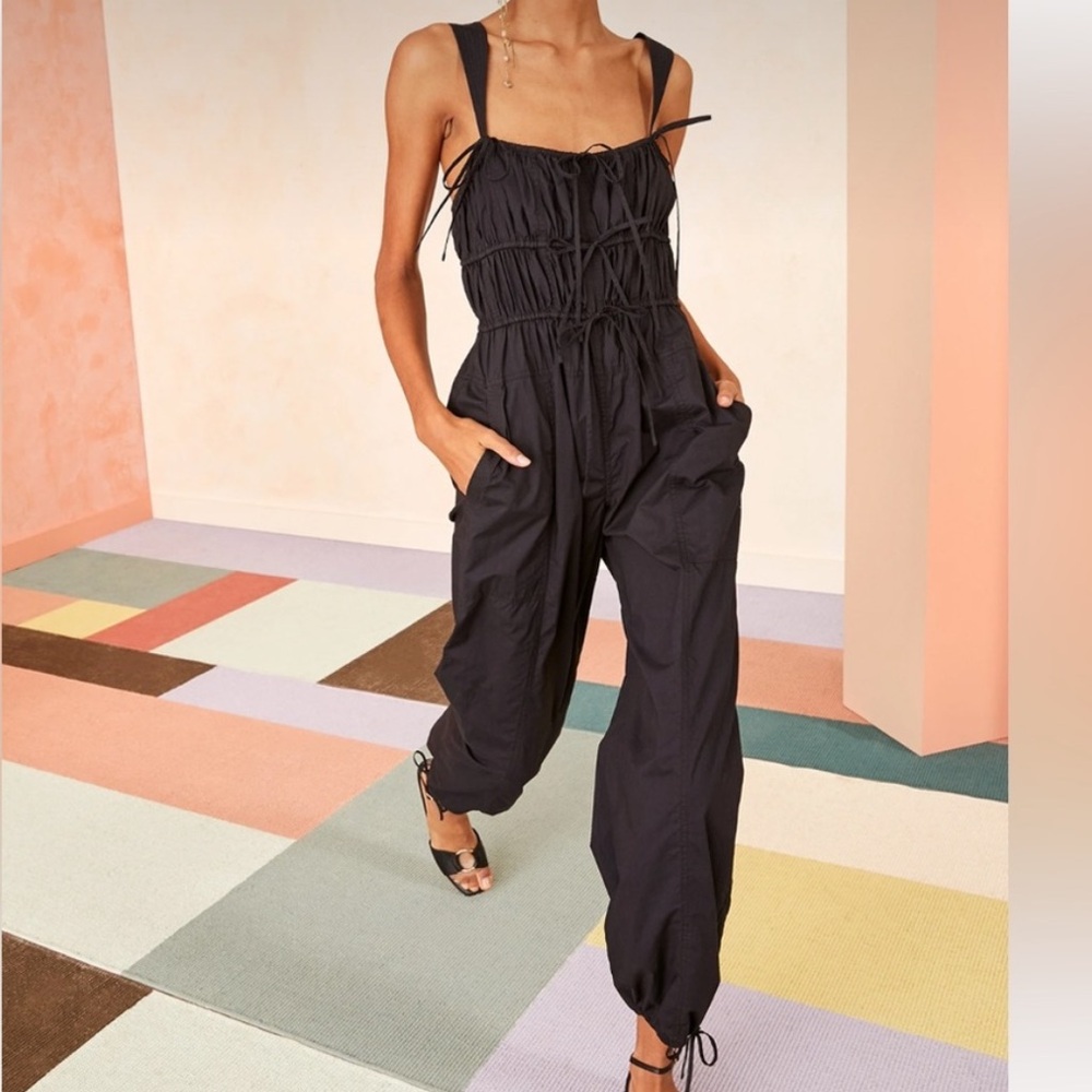 Ulla Johnson Navy scoop neck Jumpsuit with Tie Details